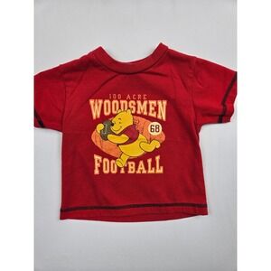 Disney Winnie the Pooh 100 Acre Woodsmen Football Red Graphic Tee Shirt 12M